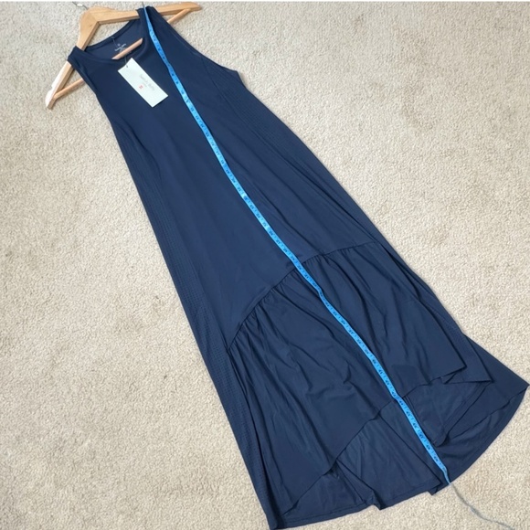 NWT Sweaty Betty Explorer Ace Dress Navy Midi Ruffle Hem Hi Low Blue Sleeveless - Picture 11 of 12